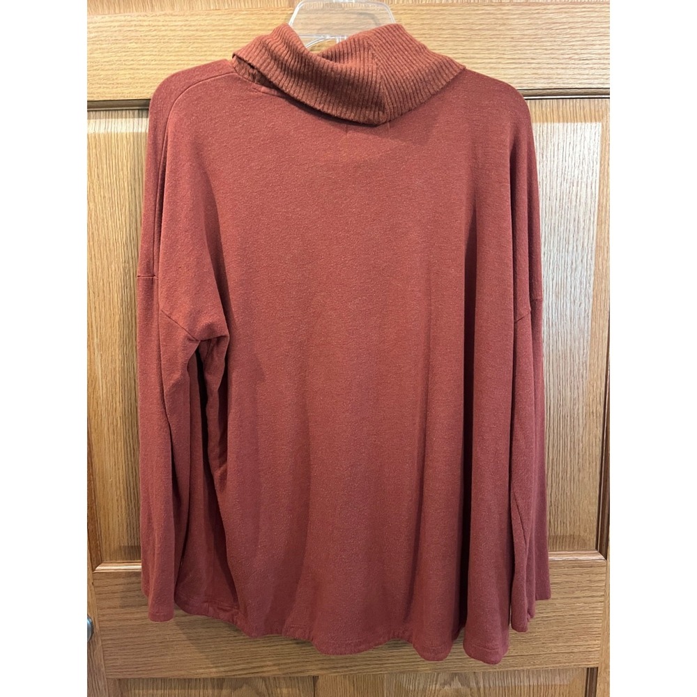 Cozy Boho Cabincore Oversized XL Terracotta Super Soft Cowlneck Tunic Sweater - Picture 5 of 7